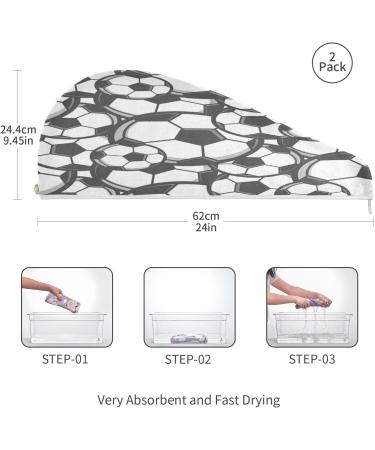 Buy Black White Football Dry Hair Cap - 2 Piece Quick Drying Towel Set with Button Headband | Super Absorbent & Soft Comfort | International Shipping Available - Buy Online on GoSupps.com