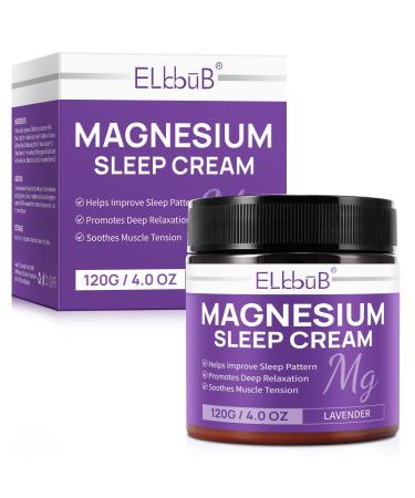 Magnesium Cream for Sleep - Enriched with Almond Oil Lavender and Vitamin E for Deep Relaxation - Natural Magnesium Lotion for Skin Nourishment and Quick Absorption - Lavender 4 Fl Oz (Pack of 1)