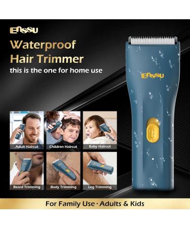 ENSSU Waterproof Hair Clippers & Body Hair Trimmer - Cordless Rechargeable Hair Cutting Kit for Men Kids & Adults - Dark Blue - Buy Online on GoSupps.com