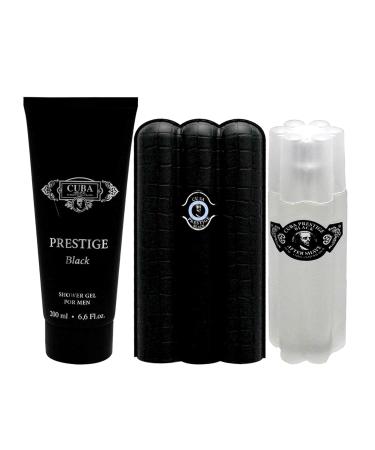 Cuba Prestige Black by Cuba for Men - 3 Pc Gift Set 3oz EDT Spray 6.6oz Shower Gel 3.3oz After Shave - Buy Online on GoSupps.com