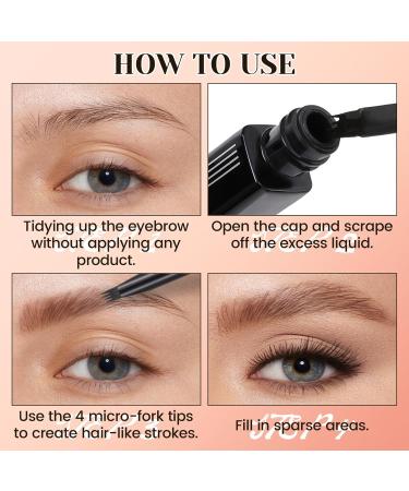  U-Shinein 3D Microblading Eyebrow Pencil Waterproof Long Lasting Eyebrow Pencil with 4 Micro Tips for Natural Makeup Brown - Buy Online on GoSupps.com