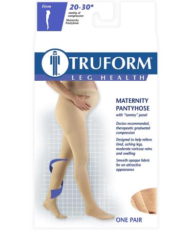 Truform Maternity Compression Pantyhose 20-30 mmHg Tummy Support X-Tall Beige - For Pregnant Belly - Buy Online on GoSupps.com