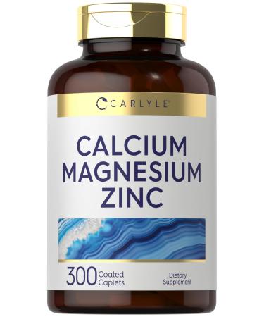 Carlyle Calcium Magnesium Zinc | 300 Caplets | Vegetarian Non-GMO Gluten Free Supplement 300 Count (Pack of 1)