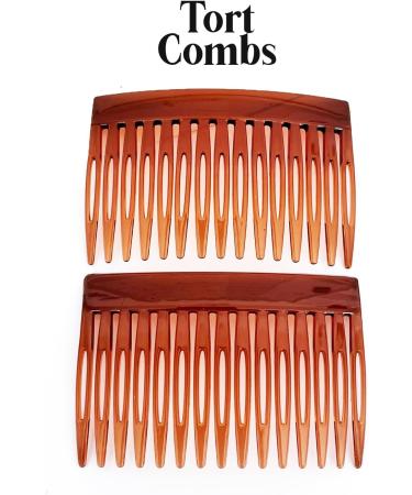 HD Novelty Set of 4 7cm Tort Plain Hair Combs Slides - French Side Combs & Twist Comb Hair Clips for Girls Women - Brown - Buy Online on GoSupps.com