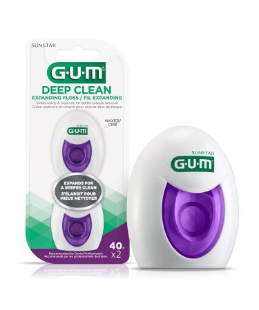 GUM Deep Clean Expanding Dental Floss 2x40M 40.00 m (Pack of 2) Expanding Floss