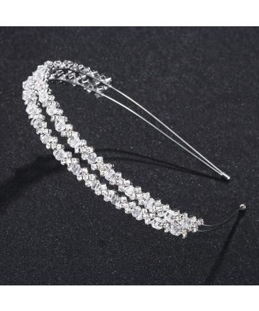 Lurrose Double Layer Silver Rhinestone Headband - Wedding Bridal Hair Accessories - Buy Online on GoSupps.com
