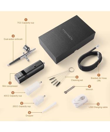 Cordless Airbrush Kit with Compressor | Handheld Mini Air Brush Gun Set - Portable 32PSI High Pressure for Painting, Tattoo, Nail Art, Makeup, Cake, Barber Black - Buy Online on GoSupps.com