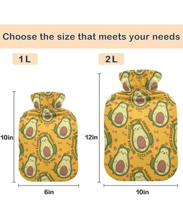 NAANLE Cartoon Avocado Cat Mit & Water Bottle 2L | Large Hot Water Bottle for Bed Hand & Foot Heat Pain Relief & Cold Therapy - Buy Online on GoSupps.com