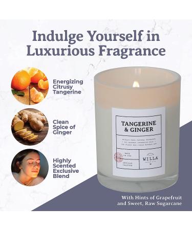Willa Tangerine & Ginger Highly Scented Candle - All Natural Soy Wax - Made in USA with Essential Oils - 9oz Jar Candle for Home, Aromatherapy, Spa - Perfect Gift Idea - Buy Online on GoSupps.com