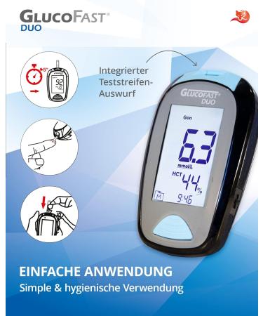 Gluco-fist Duo Blood Sugar Meter Starter Set | 10 Test Strips & Lancets | Accurate Diabetes Monitoring in MMOL/L | International Shipping Available - Buy Online on GoSupps.com