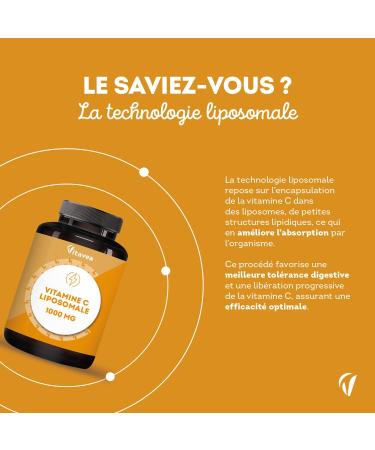 Vitamine C Liposomale 1000mg Haute Absorption - 120 G lules Vegan - Antioxydant Anti-Fatigue Immunit Adulte - Fabriqu en France - Vitavea - Buy Online on GoSupps.com