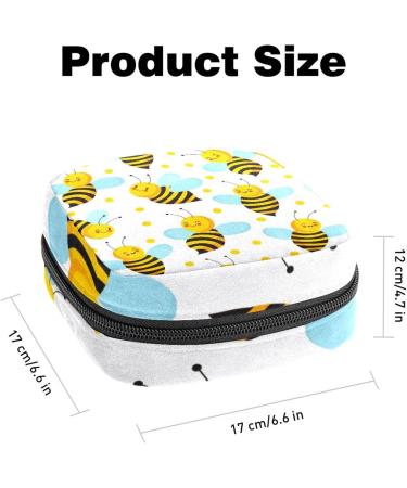Menstruation Pad Bag with Zipper - Cute Flying Bees Pattern | Women's Napkin & Tampon Bag - Perfect Travel Organizer for Girls - Buy Online on GoSupps.com
