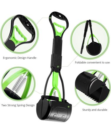 Non-Breakable Pet Pooper Scooper for Dogs and Cats | Durable Spring, Long Handle | Easy Grass & Gravel Pick Up - Green - Buy Online on GoSupps.com