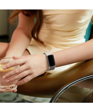 Vancle 3-Pack Silicone Wristbands for Fitbit Charge 5 & 6 - Soft Sports Replacement Bracelets for Men & Women - Starlight Milk Tea Violet - Buy Online on GoSupps.com