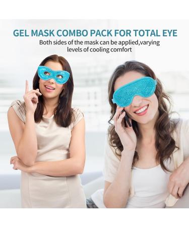 Reusable Gel Eye Mask for Puffiness/Dark Circles/Headaches/ Stress Relief - Hot/Cold Therapy for Eyes - 2PCS Blue Gel Bead Eye Mask - Buy Online on GoSupps.com