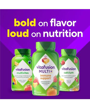 Vitafusion Multi+ Immune Support Adult Gummy Vitamins - Vitamin C, Zinc, & Multivitamins - 90 Count - Buy Online on GoSupps.com