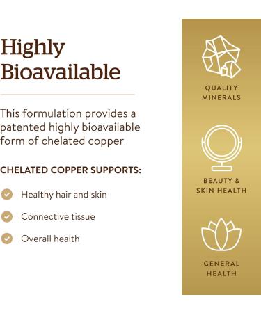 SOLGAR Chelated Copper Essential Trace Mineral - 100 Tablets - Buy Online on GoSupps.com