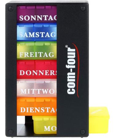 COM-FOUR 2x Drug Doser 7 Days - Medication Box for Morning Lunch Evening - Pill & Tablet Organizer - Weekly Dosing Solution in Black & Silver - Buy Online on GoSupps.com