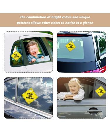 4 Pieces Baby On Board Car Stickers - Reusable Warning Signs with Suction Cups | International Shipping - Buy Online on GoSupps.com