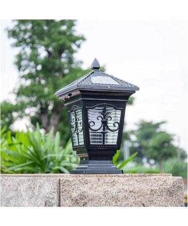 Courtyard Light Solar Lamp Outdoor Floor Lamps Lantern Patio Landscape Porch Columns and Pillars Black Aluminum Garden Waterproof Pillar Lamp Fixture Street Lamp Decor - Buy Online on GoSupps.com