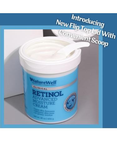 NATUREWELL Clinical Retinol Advanced Moisture Cream - 16 Oz 1 Pound - Face, Body & Hands - Boosts Skin Firmness, Enhances Skin Tone - No Greasy Residue - Includes Pump - Pack of 1 - Buy Online on GoSupps.com