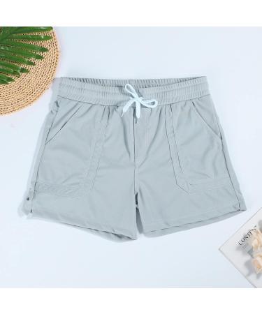 Ronony Women's Sports Shorts - Casual Running Pants Pajama Shorts with Pockets & Cord Stain | 3XL Gray - Buy Online on GoSupps.com
