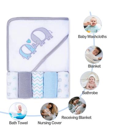 Softan Baby Hooded Bath Towel and Washcloths 6 Pack - Extra Soft & Absorbent for Newborns & Infants - Buy Online on GoSupps.com