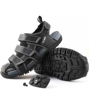 Unisex Bike Sandals - Indoor/Outdoor Cycling Shoes Compatible with Shimano SPD - Ideal for Trekking & Hiking - Size US Men 11.5-12.5 - Black - Buy Online on GoSupps.com