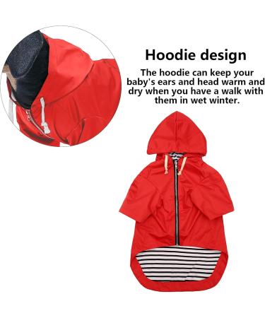 Buy Minezi Hundred Coat - Reflective Buttons Wind & Rainproof Adjustable Cord Removable Hood - Red - Size M (Breast Size: 49-58cm) - International Shipping Available - Buy Online on GoSupps.com