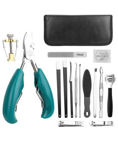 bssmmai Professional Manicure Set 17-Piece Pedicure Set for Thick and Ingrown Hard Toenails Stainless Steel Manicure Nail Clippers Set Pedicure Foot Care Nail Clippers