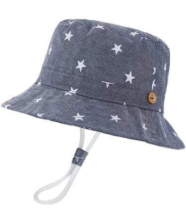 XYIYI Kids Bucket Hat Adjustable Sun Hats Breathable Beach Hat for Boys Girls 12-24 Months Star Denim