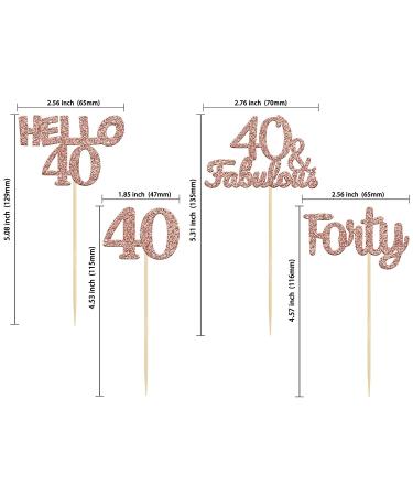 Gyufise 24 Pack Glitter 40th Birthday Cupcake Toppers - Hello 40 Forty Cake Decorations - 40 & Fabulous Picks - Rose Gold RG 40 - Buy Online on GoSupps.com