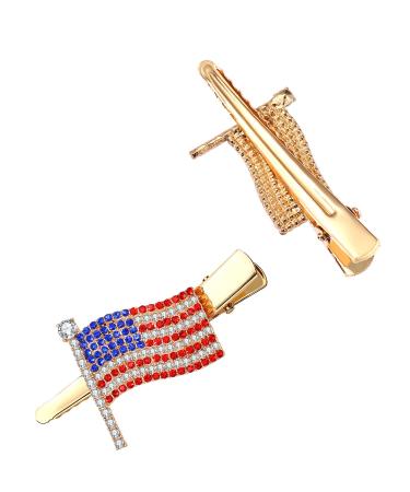 Patriotic Rhinestone Hair Clips - American Flag, Star, Heart Bows - Independence Day Accessories - Buy Online on GoSupps.com