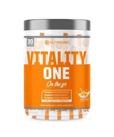 NutraOne VitalityOne On The Go Complete Multivitamin Probiotic and Enzyme Blend Orange Cream  30 Servings