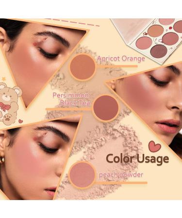 6 Colors Blush Contour Highlighter Makeup Powder Palette with Blush Brush Shimmer Facial Beauty Cosmetic Makeup Blushes Set Face Sculpting Bronzer Blusher Illuminator Palette for Cheek - Buy Online on GoSupps.com