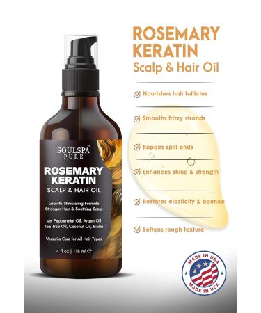 Buy Rosemary Hair Oil - Keratin Infused Strengthens & Promotes Hair Growth - Biotin Peppermint & Tea Tree Oil - 4 fl oz - International Shipping Available - Buy Online on GoSupps.com