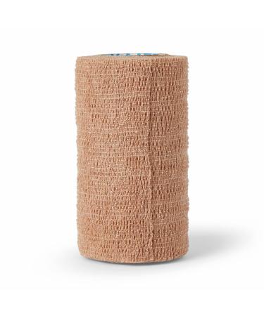 Medline Sterile Co-Flex Self Adherent Cohesive Wrap Bandages with Latex 4" x 5 Yards Tan (20 Count)