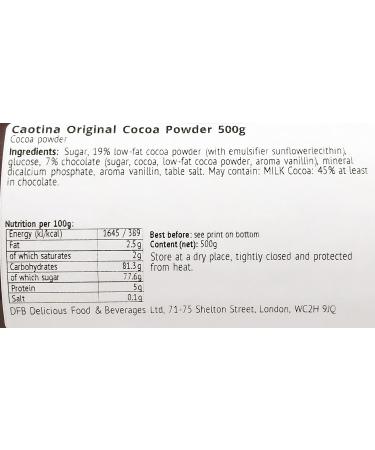 Caotina Hot Chocolate Powder 500G (Original) - imported by DFB - Buy Online on GoSupps.com
