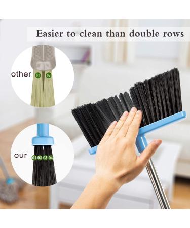 Broom and Dustpan Set 2022 - Heavy Duty 3ft Angle Broom for Indoor/Outdoor Cleaning - Long Handle Sweep Combo for Pet Hair, Garden, Kitchen - Blue - Buy Online on GoSupps.com