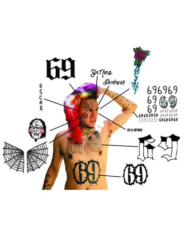 2020 Rapper Inspired Temporary Tattoos - 69 Realistic Face, Chest, Body & Arm Tattoos - Halloween Costume - Skin Safe - MADE IN USA - Buy Online on GoSupps.com