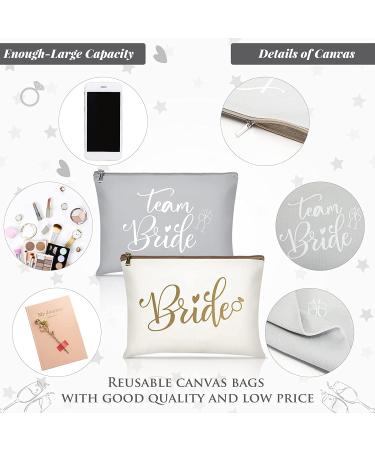 Bride Gift Set - 24 Pieces Bachelorette Proposal, Makeup Bags, Hair Scrunchies, Satin Hair Ties, Wedding Cards - Silver & Gold Theme - Buy Online on GoSupps.com