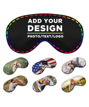 Custom Eye Mask Personalized Sleep Mask Add Your Photo Text Logo Customized Eye Cover with Adjustable Strap for Men Women Sleep Office Travel