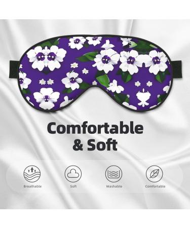 SSIMOO Purple White Floral Print Double-Sided Eye Mask | Soft Light Blocking Sleep Mask for Quality Rest - Buy Online on GoSupps.com