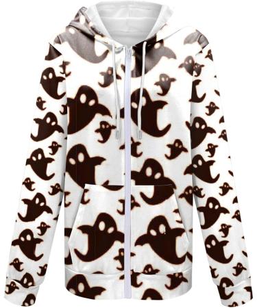 Halloween Costumes Sleeve Pocket Zipper Track Jacket Loose Halloween Pumpkin Print Women Hoodie Pale Hoodie Ai Large - Buy Online on GoSupps.com