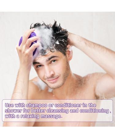 Fretech Purple Scalp Massage Brush - 2 Silicone Bristle Types for Sensitive Scalps Deep Cleaning and Hair Growth Stimulation - Buy Online on GoSupps.com