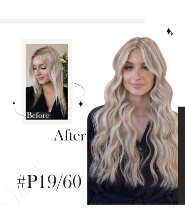 Vivien Blond Clip-In Extensions | Real Remy Hair Highlights | Dirty Blonde & Platinum #19/60 | 40cm 120g | 16 inch 7pcs - Buy Online on GoSupps.com