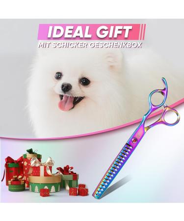 DRGSKL Chunker Scissors for Dogs - Professional Thin Blender Scissors for Medium & Large Pets - Japanese Stainless Steel 440C - Rainbow Finish - Buy Online on GoSupps.com
