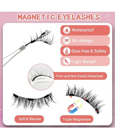Magnetic Eyelashes Kaluofan False Eyelashes Magnetic Eyelashes with Applicator Magnetic Lashes No Glue Firmly Adheres Magnetic Eyelashes Natural Look Easy to Wear and Remove Look Attractive - Buy Online on GoSupps.com