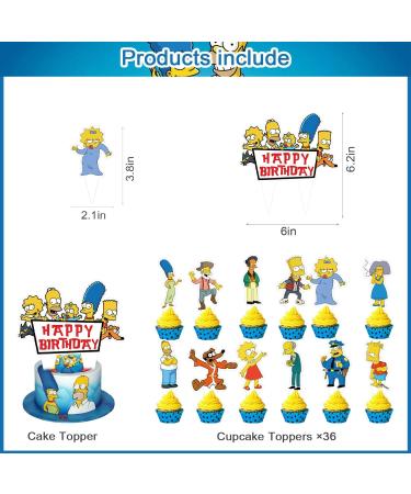 37Pack Cake Decorations Cartoon Party Supplies with 36pcs Cupcake Toppers 1pcs Big Cake Topper for Cartoon Family Birthday Party Supplies - Buy Online on GoSupps.com