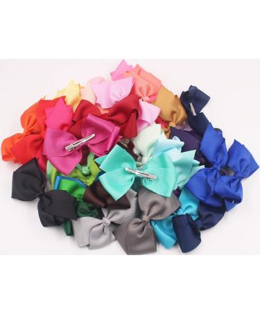 40 Colors Toddler Girls Hair Bows Clips - Grosgrain Ribbon Pinwheel Bows for Kids & Teens - Buy Online on GoSupps.com